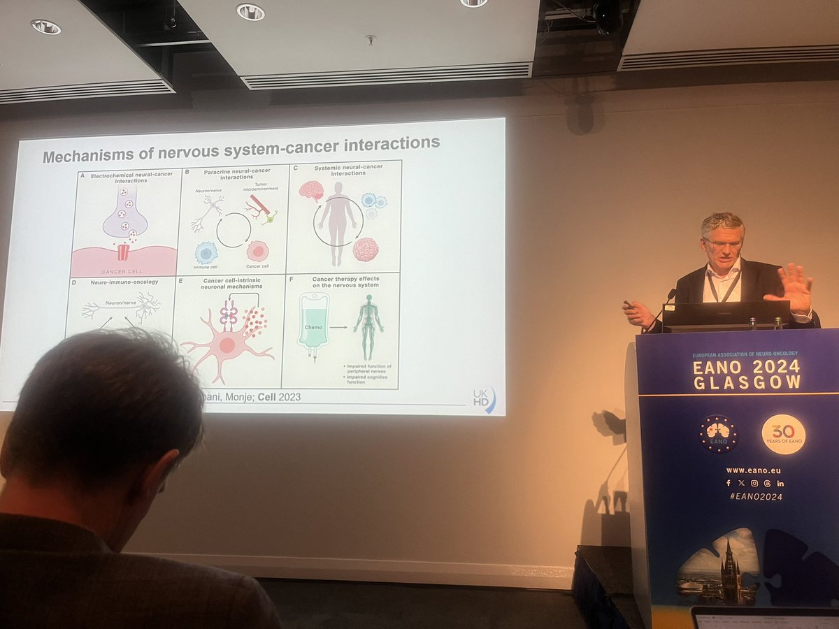 fitzpat_a's tweet photo. Thought provoking talks on the booming field of #cancerneuroscience &amp; the promising new treatment approaches using existing drugs to modulate neuronal mechanisms #EANO2024 @wick_wolfgang @humsav @Winkler_Lab https://t.co/PdpuNNtvbz