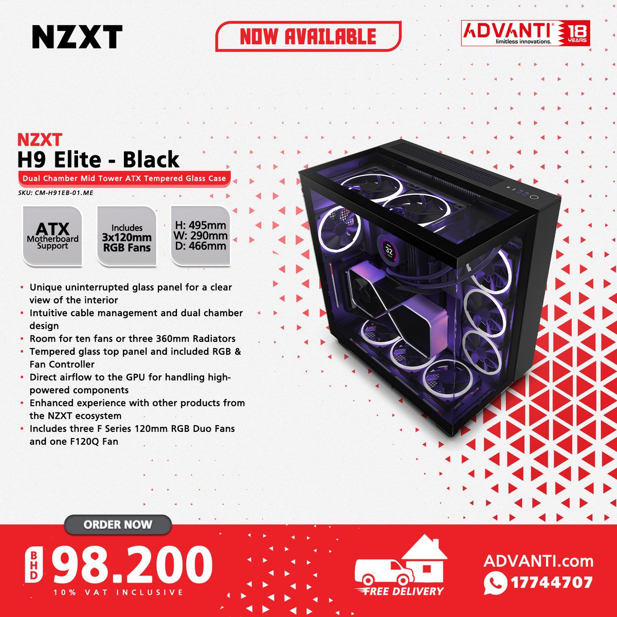 ADVANTIGroup's tweet photo. ◀Swipe Left for more!
🔽NOW AVAILABLE!🔽

🔴NZXT Gaming PC Cases!🔴

📦 FREE DELIVERY! 🚚
▶10% VAT Inclusive

#ADVANTI #NZXT #Gaming #PC #Cases #TechDeals #Bahrain #Manama #Saar https://t.co/TqBOmNwJti