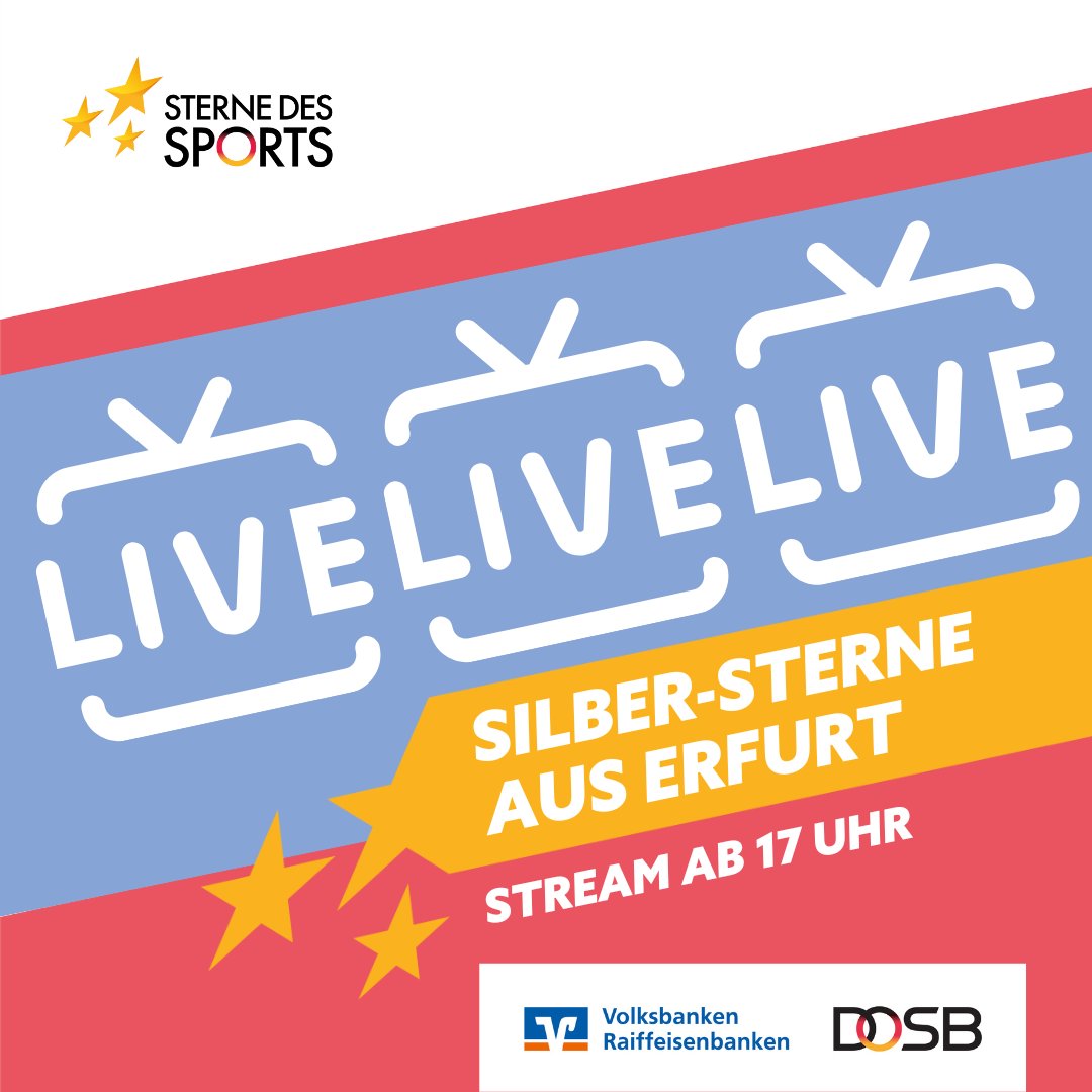⭐ In Thürigen werden heute die Sterne des Sports in Silber verliehen. <a href="/mdrde/">mdrde</a> übertragt die Verleihung aus Erfurt ab 17 Uhr im Livestream. 🤩

✨ Wer wird sich das Ticket nach Berlin sichern? Zum Stream: mdr.de/video/livestre… ⬅️

#SterneDesSports #Sterne2024 @bvrpresse