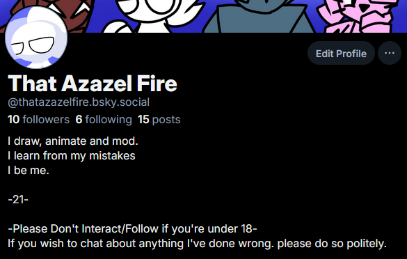 ThatAzazelFire's tweet photo. guess i'm bringing to attention my bluesky again.
Gonna start using it again if things continue this route
https://t.co/saEl5h0TSX https://t.co/yCe1WMx4A2
