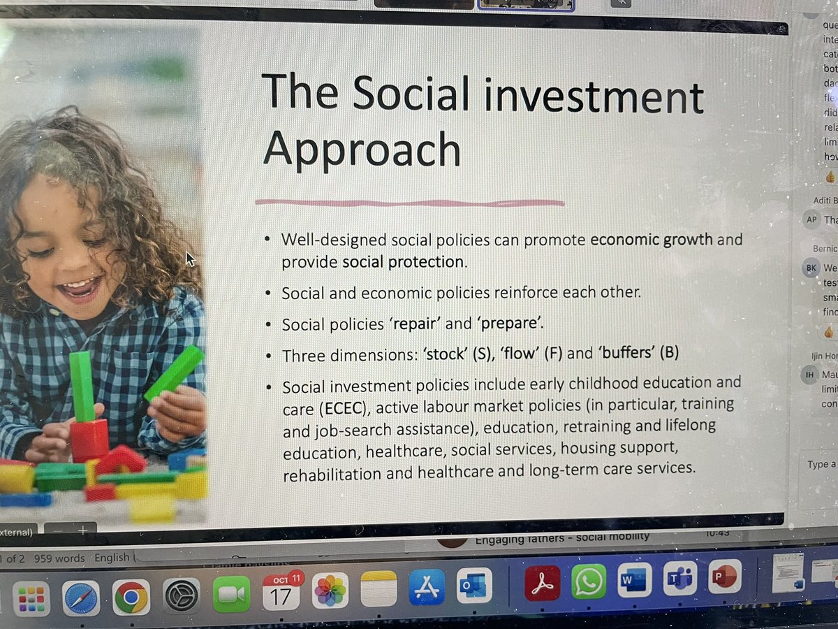 Ruby Chau follows <a href="/SungHeeLee1002/">Sung-Hee Lee</a> in describing the social investment approach, which supports women to combine work-family responsibilities through: effective leave schemes, protections of pregnant women, affordable childcare and flexible work <a href="/SPAFamilyPolicy/">SPA Family Policy Group</a>