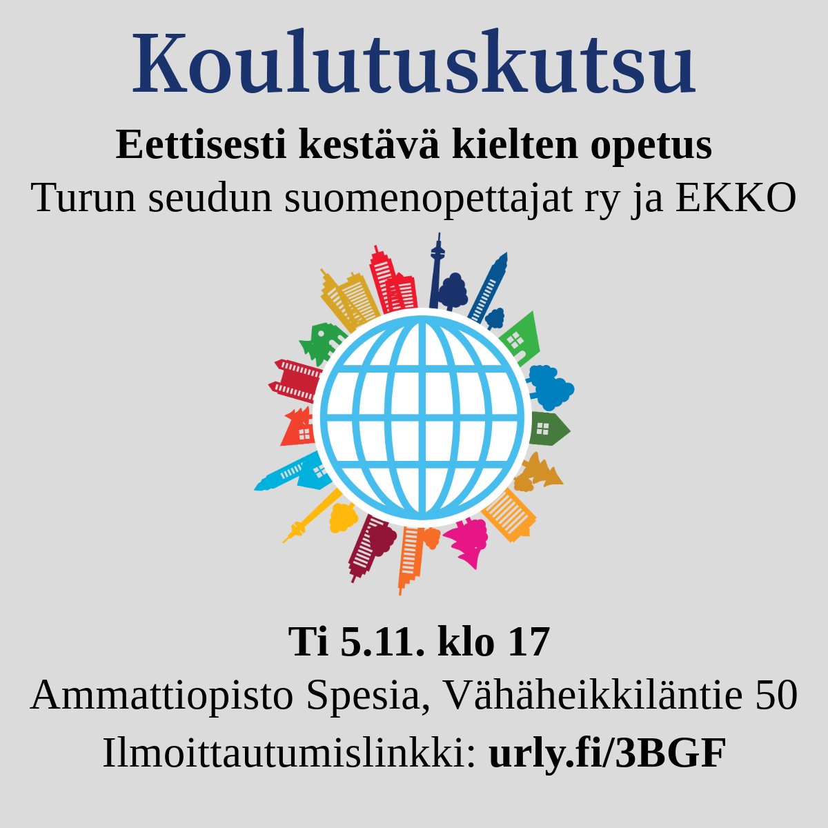 Järjestämme yhteistyössä Turun seudun suomenopettajat ry:n kanssa koulutuksen siitä, miten kestävän kehityksen periaatteita voidaan edistää S2-opetuksessa.

Sitovat ilmoittautumiset pe 1.11. klo 16 mennessä. 
@koneensaatio