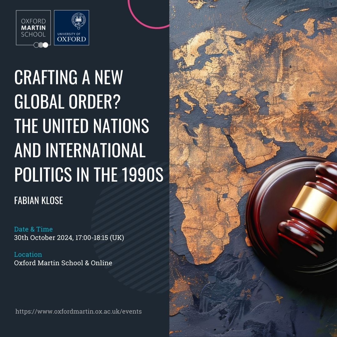 Join us for a talk with Prof <a href="/FabianMKlose/">hhr.hypotheses.org</a> on the UN’s complex role in responding to global shocks after the Cold War. Explore the quest for a new global order amidst geopolitical upheaval.

📆 30 Oct 17:00 (UK) | Online or In-person.

Register now: oxfordmartin.ox.ac.uk/events/craftin…