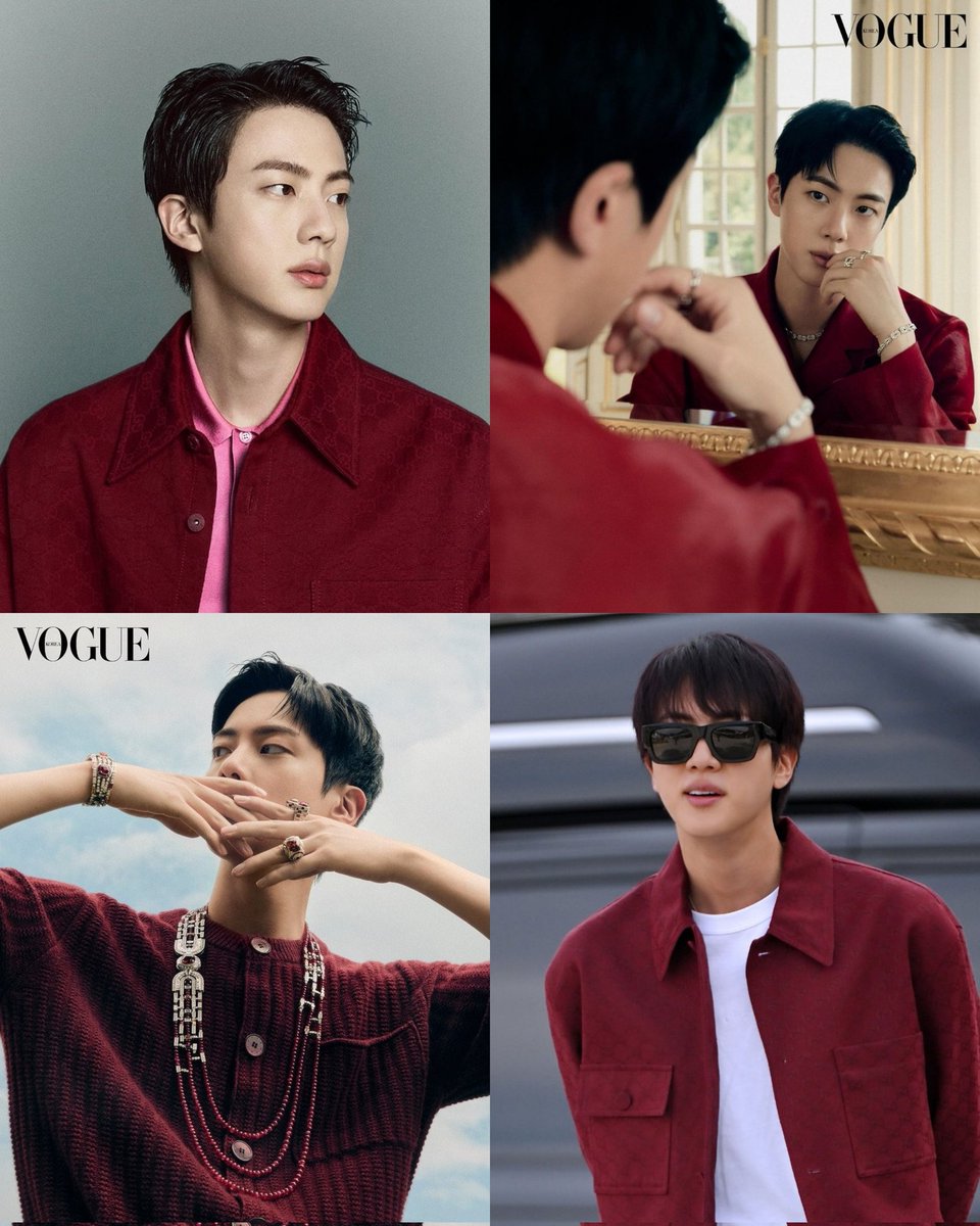 ksjbear's tweet photo. Post-military Kim Seokjin in red is truly on another level. https://t.co/ZCqhcX0E3U