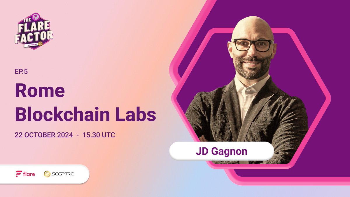 SceptreLS's tweet photo. The Flare Factor is back with a bang! 💥 Our next guest is @the_diamondrock, co-founder of @romeblockchain and @benqifinance. 

Get ready for a deep dive into all things blockchain, especially @flarenetworks!

Join us next Tuesday, October 22nd, at 15:30 UTC! https://t.co/TCbNMDa9uG