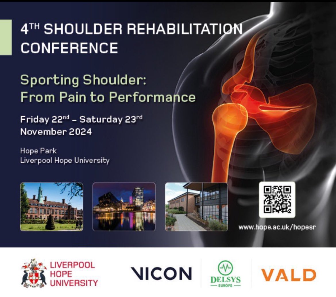 Very excited about presenting at the upcoming shoulder conference at Liverpool Hope University in shoulder instability. Registration closes soon.