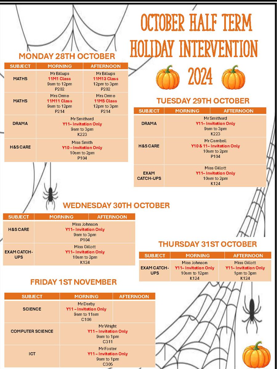 🍂 October Half Term Holiday Intervention at Ecclesfield School! 🍂

This is a fantastic opportunity for our students to catch up, get ahead, and make the most of their break. Whether it’s extra help with coursework, revision sessions, or just a quiet place to study, we’ve got