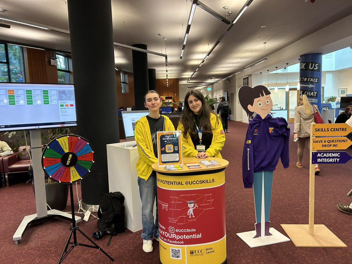 Our <a href="/UccSkills/">UCC Skills Centre 📒🖋️</a> tutors and Academic Integrity Champions Tess and Kelly are inside the library until 1pm to chat with you about all things academic integrity- stop by with any questions! #MyOwnWork #unlockYOURpotential #AcademicIntegrity