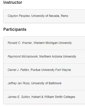 Today's Featured Conference Session is “Crimes of the Powerful/State Crime Workshop (Open to All),” Wednesday, November 13, 9:30 to 10:50am, Golden Gate C3 - B2 Level.
Join us <a href="/ASCRM41/">Amer Soc of Crim</a> in San Francisco for these great presenters. #ASCriminology2024 #ASCSanFran24