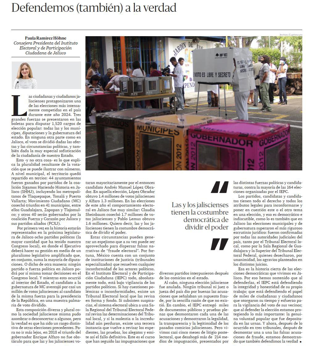 Las elecciones jaliscienses fueron confirmadas por todos los tribunales del país. El fraude nunca existió. Hemos defendido la voluntad de las y los jaliscienses y hoy demostramos que defendimos (también) la verdad (<a href="/LaCronicaDeHoy/">La Crónica de Hoy</a>)
👇🏽📰
cronica.com.mx/opinion/defend…