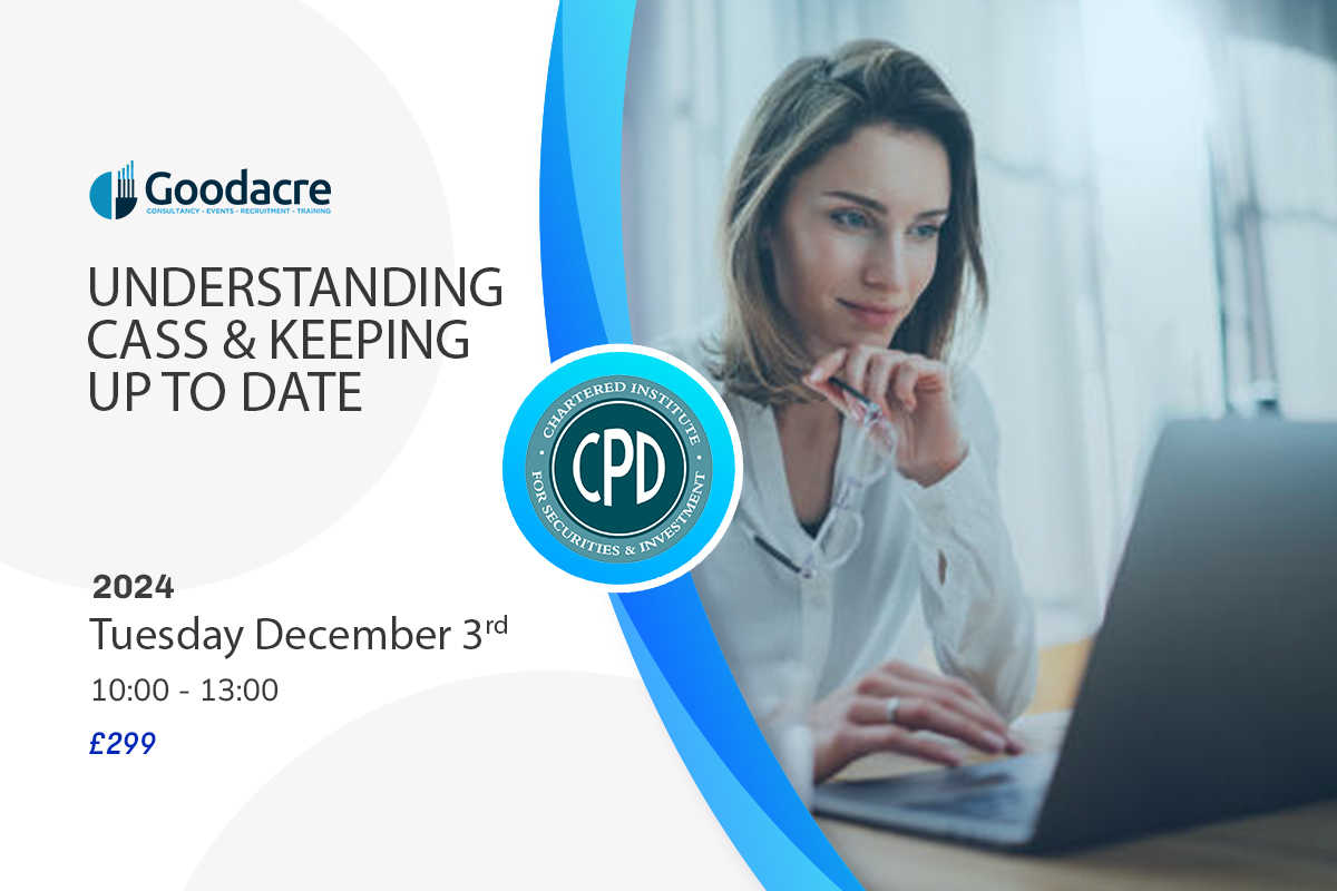 Join our upcoming training, Understanding CASS &amp; Keeping Up to Date, on 3rd Dec, 10:00 - 13:00. Learn key aspects of FCA's client money and asset regime, taught by an industry expert. CPD certified, don’t miss out! Register here: goodacreuk.com/training/forth…
 #CPD #CASS #Online