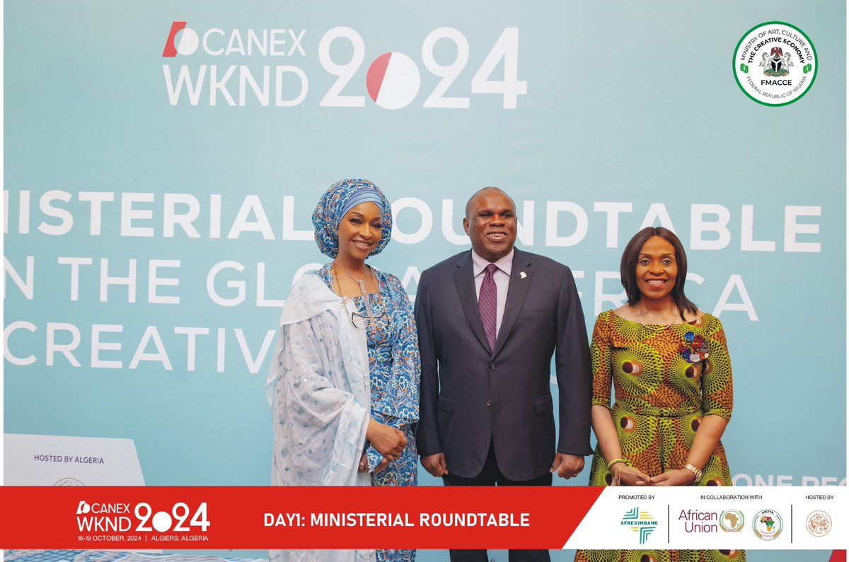 Fmactce_Nigeria's tweet photo. Highlights from the Ministerial Roundtable at CANEX WKND 2024 with the Honourable Minister of Art, Culture and the Creative Economy.
Together with leaders from across the continent, we’re paving the way for a brighter, more dynamic creative future!
#FMACCE #CANEXWKND2024 https://t.co/ntydB1XeiK