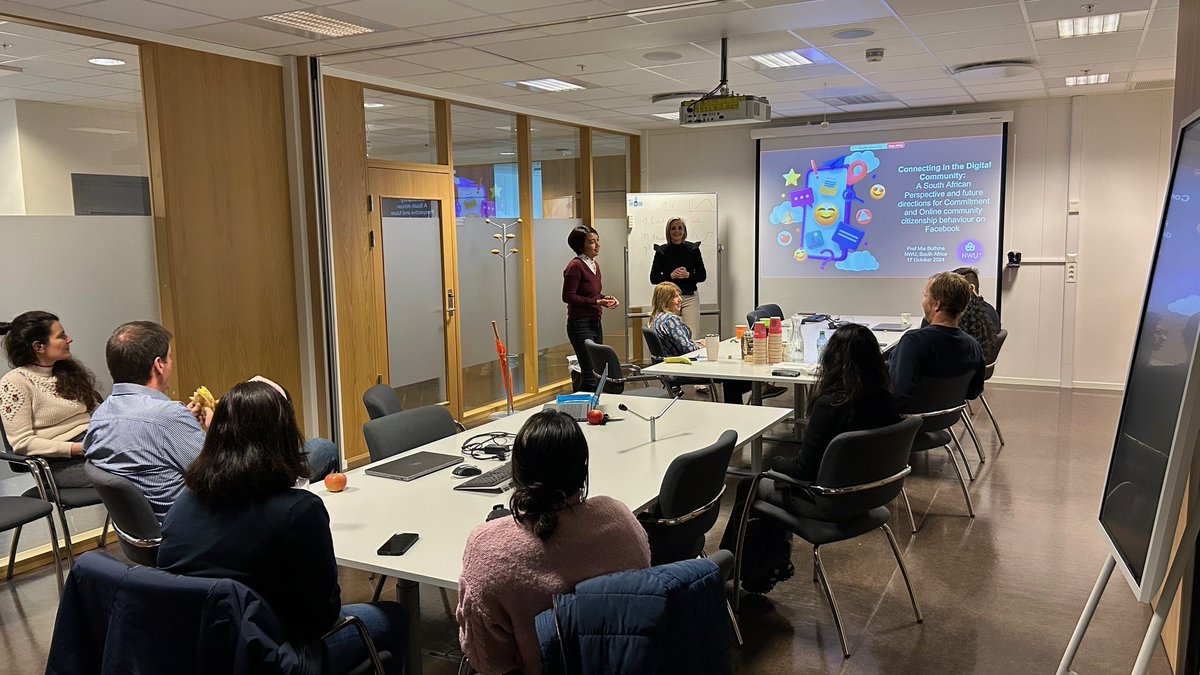 CIR_Stavanger's tweet photo. Today's presentation in the Center for Innovation Research seminar series is by Mia Bothma about "Connecting in the Digital Community - A South African Perspective and future directions for Commitment and Online community citizenship behaviour on Facebook" https://t.co/yjm743VErE