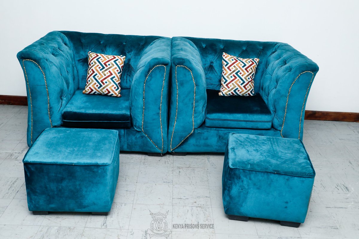 PrisonsKe's tweet photo. Upgrade your living room with this luxurious blue velvet sofa exuding comfort and style. Its soft fabric offers a plush seating experience inviting you to relax and unwind. Ideal for modern homes. 

 Price kshs 113,680. 

Available at the Prisons Enterprise Show Room at the Prisons Headquarters Bishop Road next to NSSF Building, Nairobi. For more inquiries contact +254120817304
