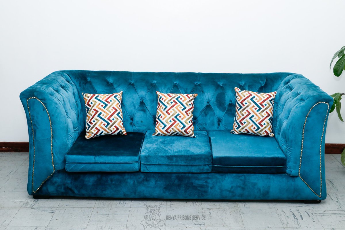 PrisonsKe's tweet photo. Upgrade your living room with this luxurious blue velvet sofa exuding comfort and style. Its soft fabric offers a plush seating experience inviting you to relax and unwind. Ideal for modern homes. 

 Price kshs 113,680. 

Available at the Prisons Enterprise Show Room at the Prisons Headquarters Bishop Road next to NSSF Building, Nairobi. For more inquiries contact +254120817304