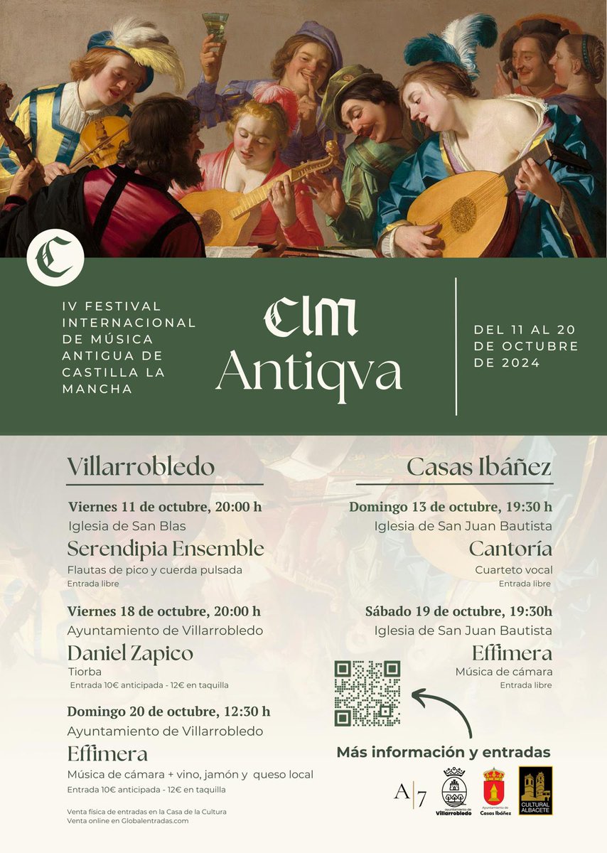 Muy pronto estamos de vuelta en #clmantiqva llevando nuestra música a Casas Ibáñez y, por supuesto, a Villarrobledo 🎻🍷🧀