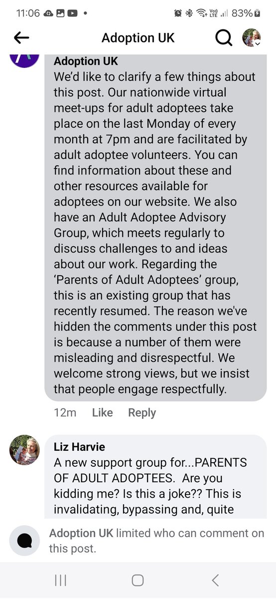 lizzieharvie's tweet photo. Coming out of months of hiding/safety/self-protection from all things #adoption for 2nd time in less than 24 hrs 2 call out @AdoptionUK who are hiding comments made by #AdultAdoptees (not new) & are limiting who can make further comments (me). You are silencing us. We have been https://t.co/yMU3q71iqo