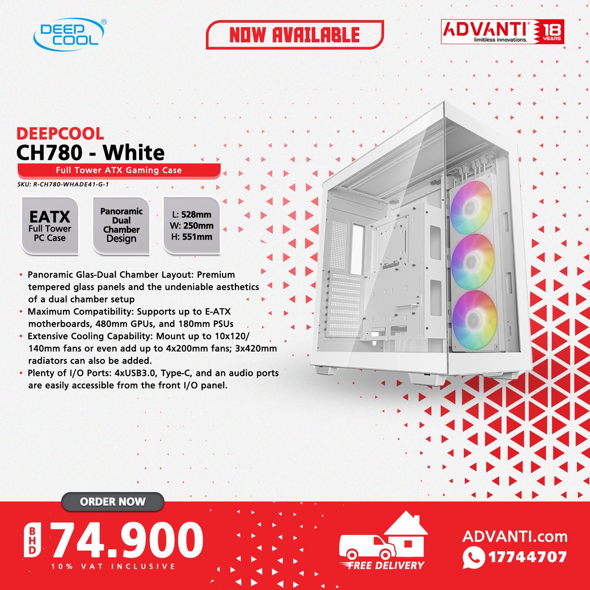 ADVANTIGroup's tweet photo. ◀Swipe Left for more!
🔽NOW AVAILABLE!🔽

🔴Gaming PC Cases!🔴

📦 FREE DELIVERY! 🚚
▶10% VAT Inclusive

#ADVANTI #DeepCool #LianLi #Gaming #PC #Cases #TechDeals #Bahrain #Manama #Saar https://t.co/Eigaw2XU4d