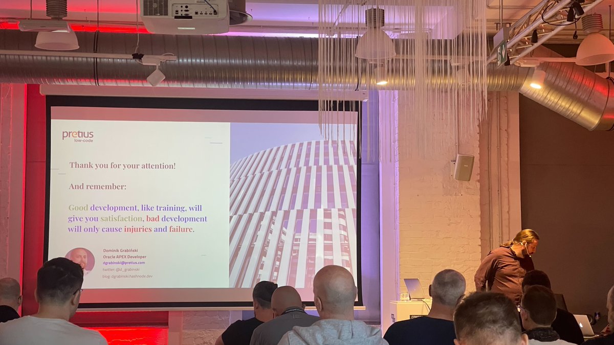 PretiusSoftware's tweet photo. This year's edition of the #POUG conference (organized by @POUG_ORG) is behind us! It was a wonderful event with many interesting lectures and great atmosphere. Check out some photos below 👇 

#orclapex #oracle #lowcode https://t.co/G4pSV4ycRx