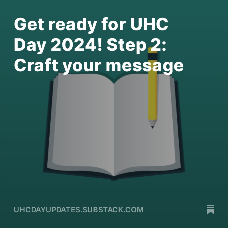 UHC2030's tweet photo. One of the most effective ways of captivating an audience is by showing them why your cause is the right thing to do, or why it's in their best interest. Read the second #UHCDay Update to find out how, and don't forget to subscribe today so you dont miss a beat! 👇