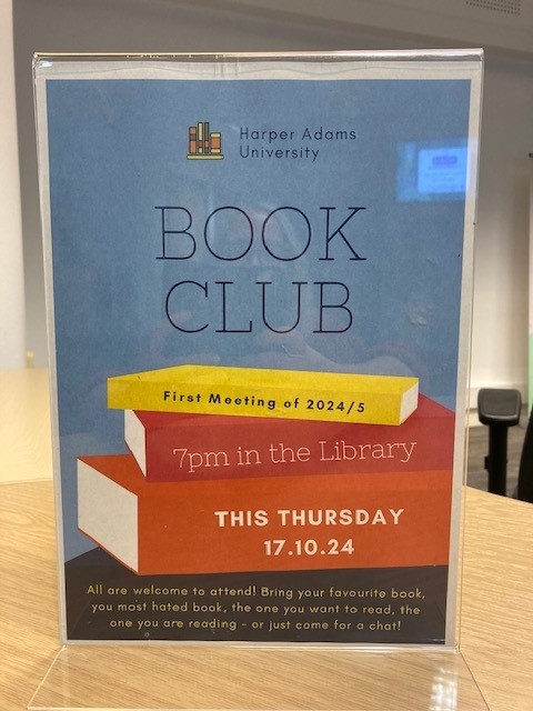 HarperAdamsLibr's tweet photo. BOOK CLUB - our first meeting of the year starts tonight at 7pm in the Library. All are welcome! Bring a book or just come for a chat. #bookclub #HarperAdams https://t.co/BzcJ6aOvEq
