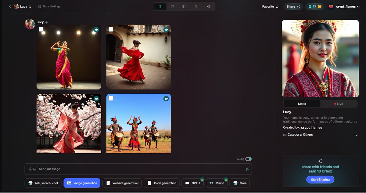 crypt_flames's tweet image. Lucy is a big fan of traditional dance

orbofi.com/chat/Lucy?id=7…

#DailyOrbofi #OrbofiAI

@Marytuboks
@anj_restore
@haji_d1