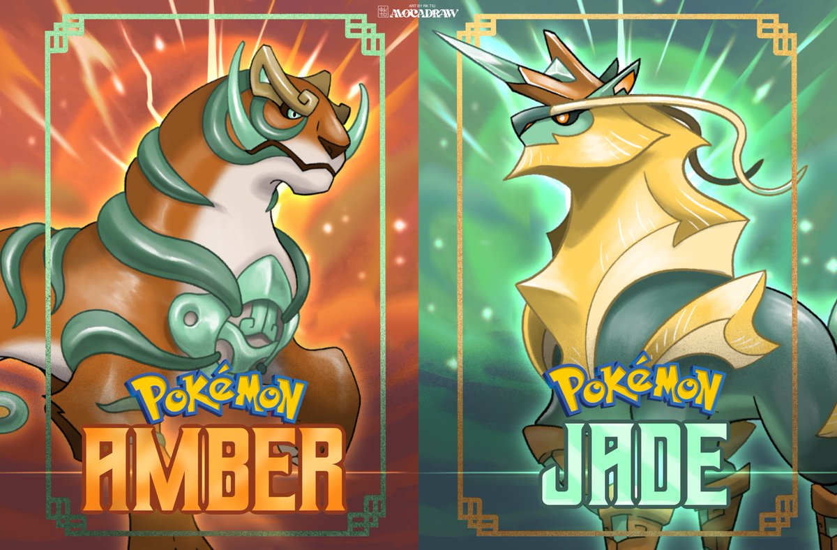 avocadraw's tweet photo. Hey guys! Since today is a special day for me, I will share two fakemons. They are my box legendaries that represents omen and tranquility. https://t.co/oTKk3TMzJK