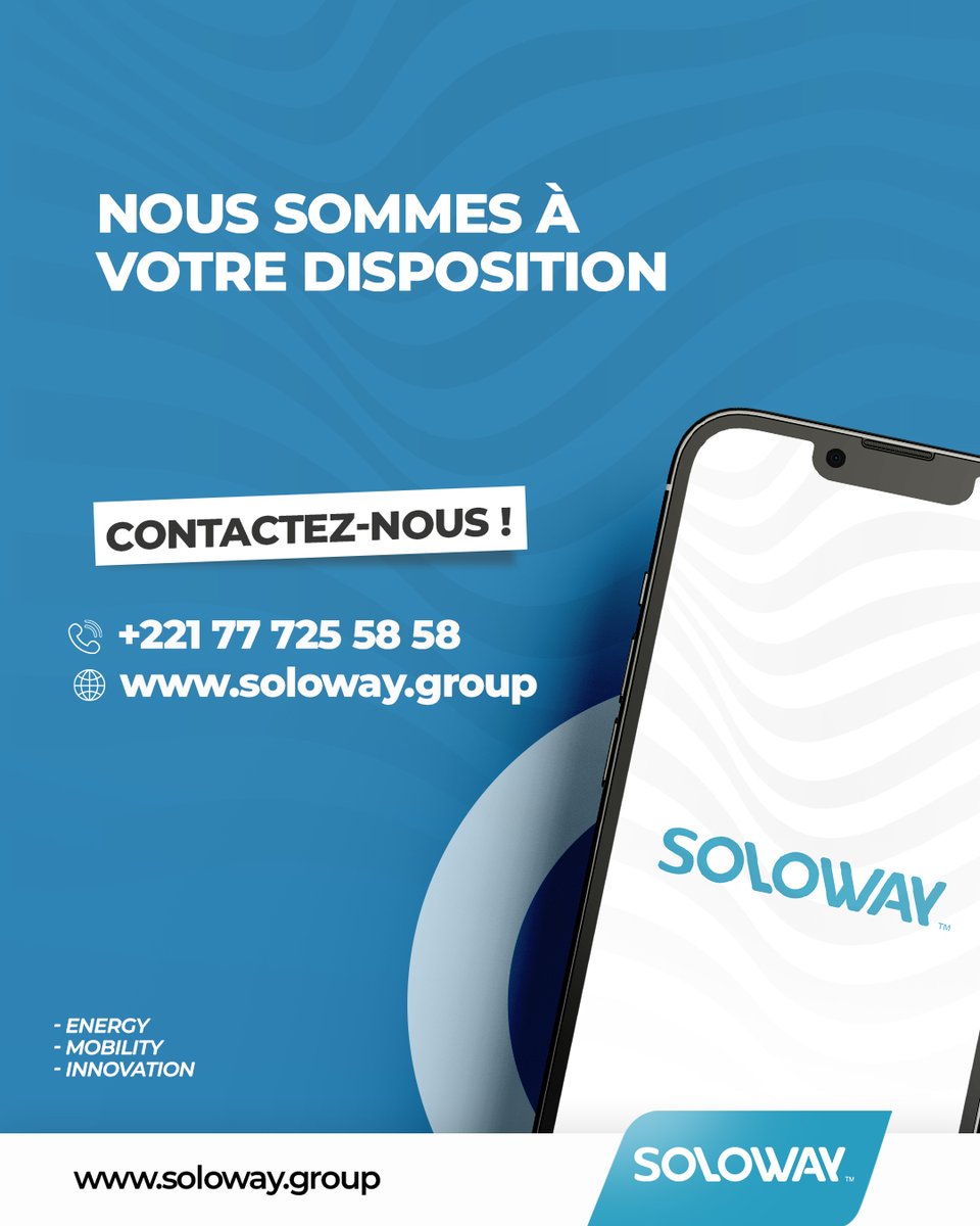 Vous souhaitez en savoir plus sur nos produits et services ? N’hésitez pas à nous contacter au +221 77 725 58 58 ou visitez directement notre site web soloway.group pour découvrir toutes nos solutions innovantes en matière de mobilité, énergie, et publicité.