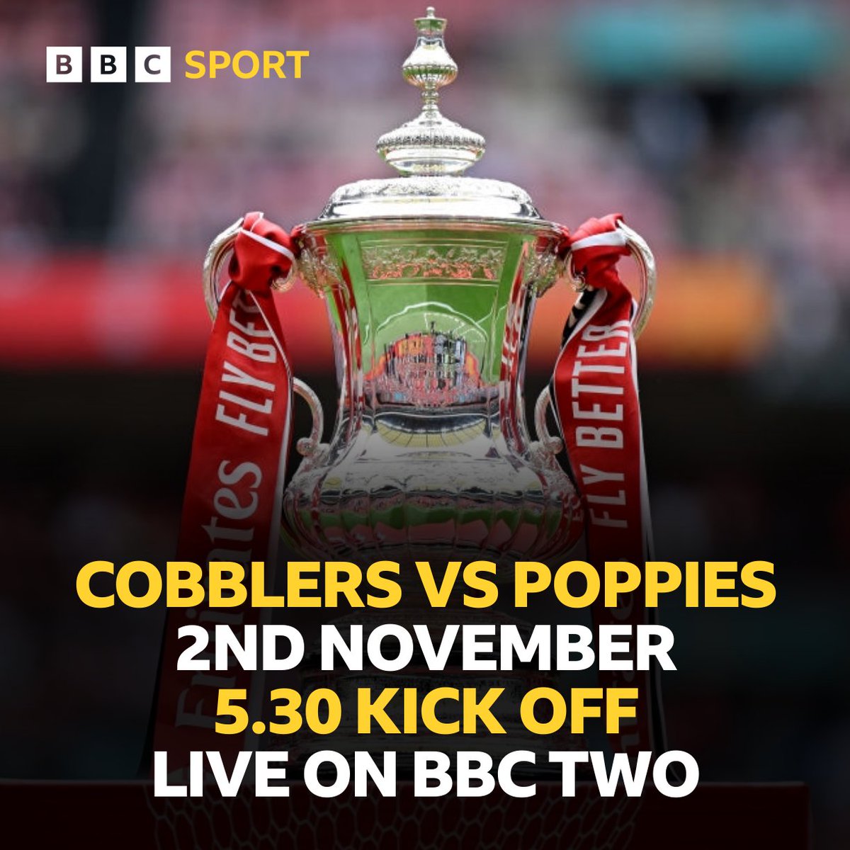 BREAKING!

<a href="/ntfc/">Northampton Town</a> will host <a href="/KTFCOfficial/">Kettering Town FC</a> on Saturday 2nd November. The match will kick off at 5.30pm and will be broadcast live on BBC Two 📺 #FACup