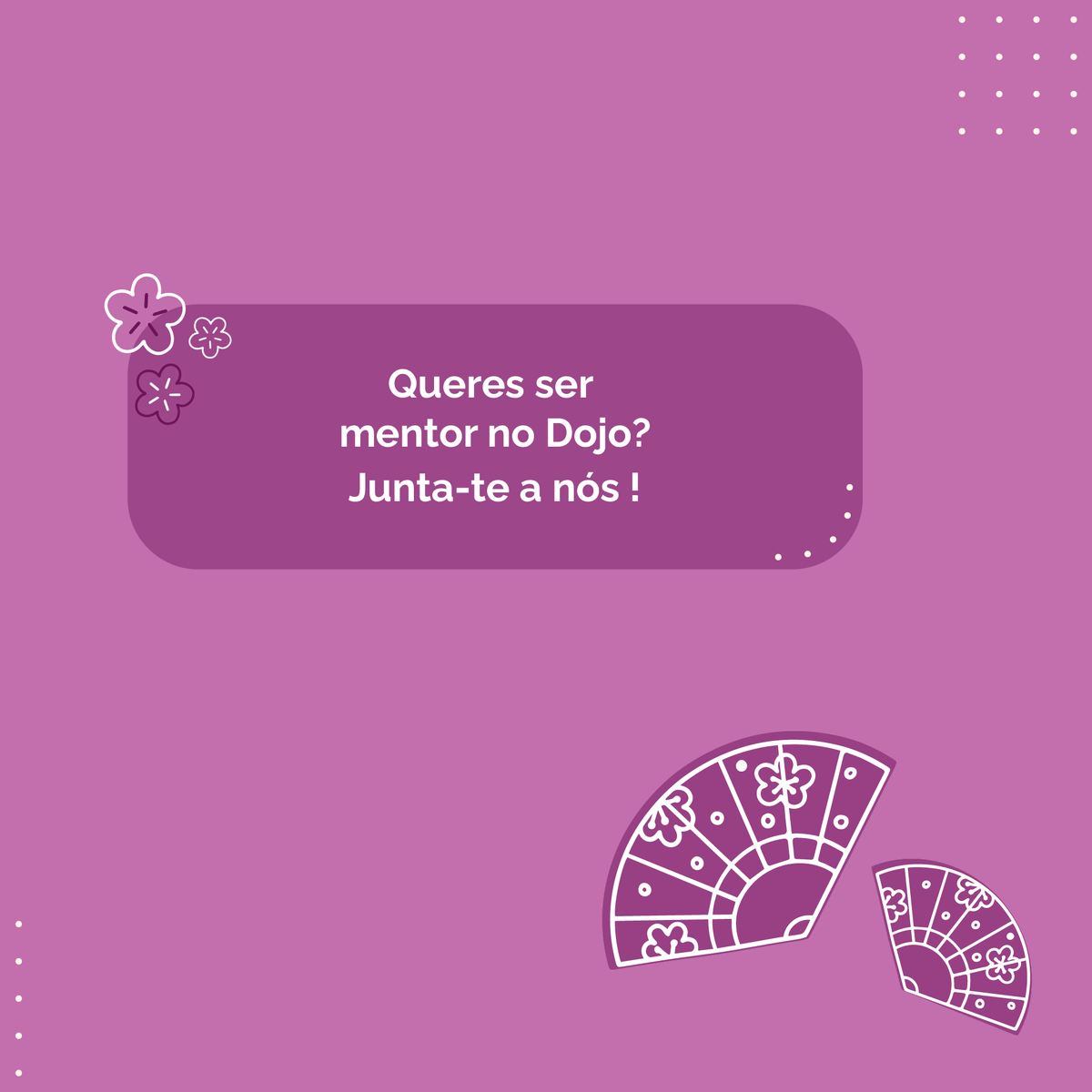 𝗥𝗲𝗰𝗿𝘂𝘁𝗮𝗺𝗲𝗻𝘁𝗼

O 𝗖𝗼𝗱𝗲𝗿𝗗𝗼𝗷𝗼 𝗕𝗿𝗮𝗴𝗮 está a recrutar! Se sempre quiseste fazer parte da equipa, agora é a tua oportunidade! 🤍

Do que estás à espera? O 𝗹𝗶𝗻𝗸 está na bio! ☯️

#CoderDojo #CoderDojoBraga #UMinho #CallForMentors #CallForCollaborators