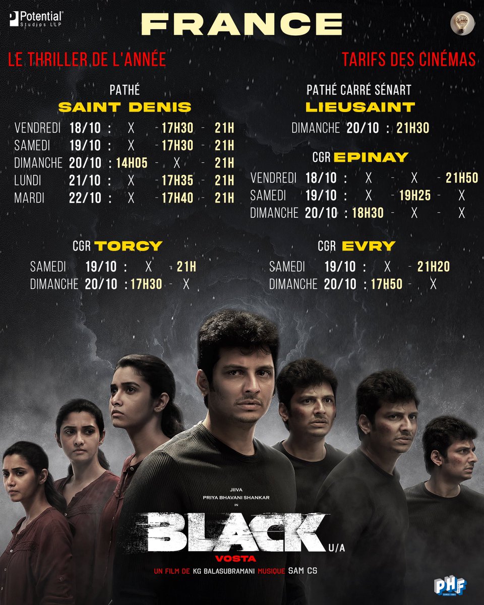 Potential_st's tweet photo. Friends in #SriLanka, #UK, #France & #Norway can enjoy #BLACK in big screens. 

#பிளாக் 

@JiivaOfficial @priya_Bshankar @kgBalasubramani @actorvivekpra #ShivaShahra @iamswayamsiddha @gokulbenoy @SamCSmusic @madhankarky @ArtSathees @philoedit #MetroMagesh #SherifMaster @rthanga @prabhu_sr #PotentialStudios
