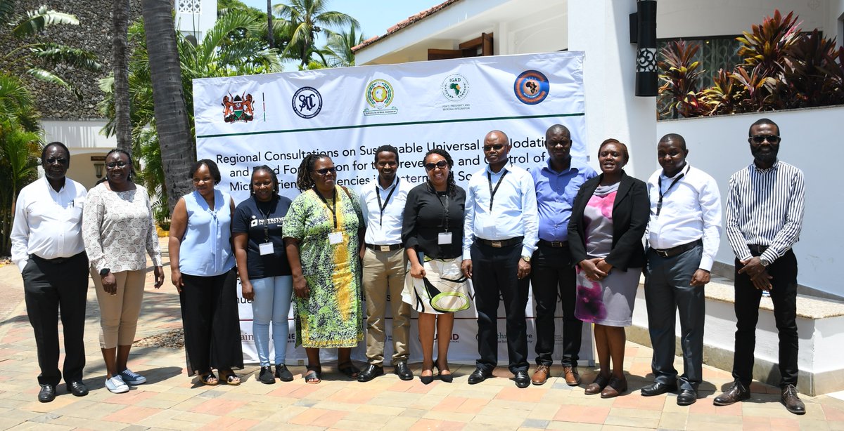 NutritionIntl's tweet photo. The Eastern & Southern Africa Regional Consultation on Sustainable #FoodFortification & #UniversalSaltIodization held in #Mombasa #Kenya, concludes with key resolutions. “Africa has diverse and sustainable diet. We need to go back to our indigenous food systems” – Leila Odhiambo @MOH_Kenya. The event co-hosted by @ECSA_HC & @SADC_News brought together 102 participants from 17 countries, 11 development partners and private sector, with support from @UNICEF @WHO @FAO @WFP @TechnoServe @USAID @GAINalliance @iodineglobal @NutritionIntl, among others.