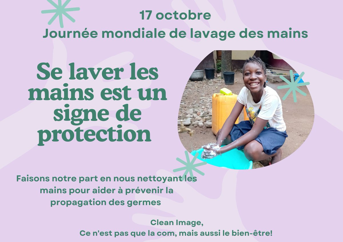 TonyKoyangbanda's tweet image. 17 octobre,
Journée mondiale de lavage de mains
 
Un geste simple, un geste qui sauve!
Avec de l'eau et du savon,
Faisons notre part en nous nettoyant les mains pour aider à prévenir la propagation des germes.

#OctobreMoisRose
#CleanImage 
#SantéBienêtre