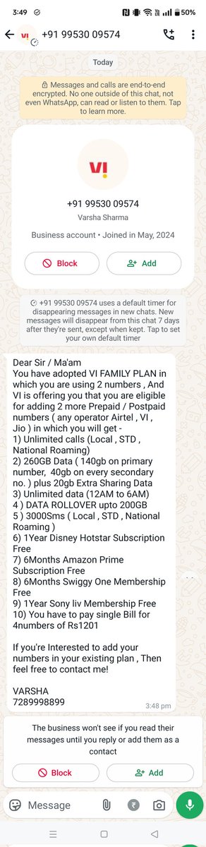 explorergaurav's tweet photo. @ViBusinessIndia @ViCustomerCare : Are you selling your data and customer plan information to people? Even if she is your employee, why am I not getting this information via official VI account on WhatsApp? https://t.co/fO8AzARzwB