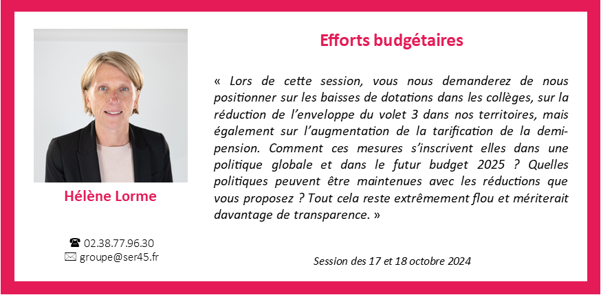 groupeser45's tweet photo. Des premières mesures budgétaires pour 2025 sont prises au cours de cette session d'octobre. https://t.co/Wthn27fIy3