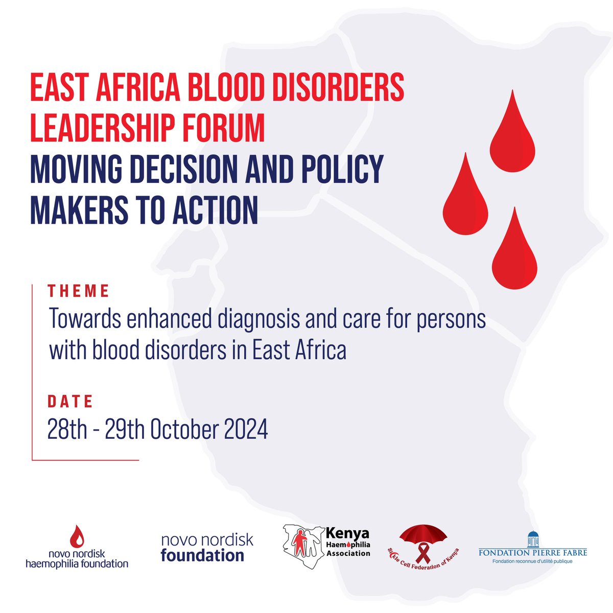 TSDA_TZ's tweet photo. Join Us at the East Africa Blood Disorders Leadership Forum! 
We are happy to announce the East Africa Blood Disorders Leadership Forum on the 28th and 29th of October 2024 in Nairobi. 
Themed, ‘Towards Enhanced Diagnosis and Care for Persons with Blood Disorders in East Africa https://t.co/9eppTqA9nP