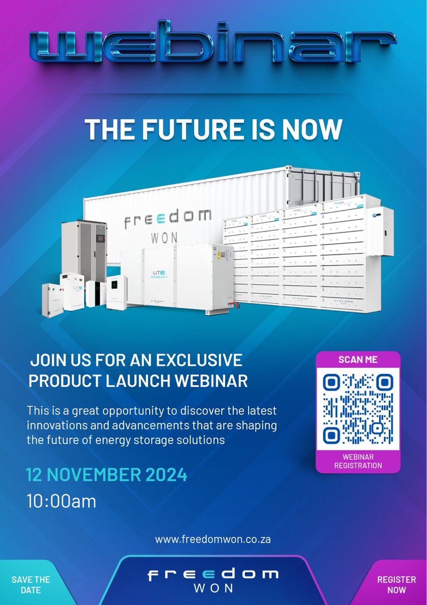 AFSIA_Official's tweet image. Event to attend !
Freedom Won, invites #installers, #EPCs, and #distributors  to join their webinar &quot;THE FUTURE IS NOW.&quot; This will explore their latest innovations in energy storage solutions on 12 November 2024, from 10 AM to 11 AM.

Register: afsiasolar.com/events/the-fut…

#solar