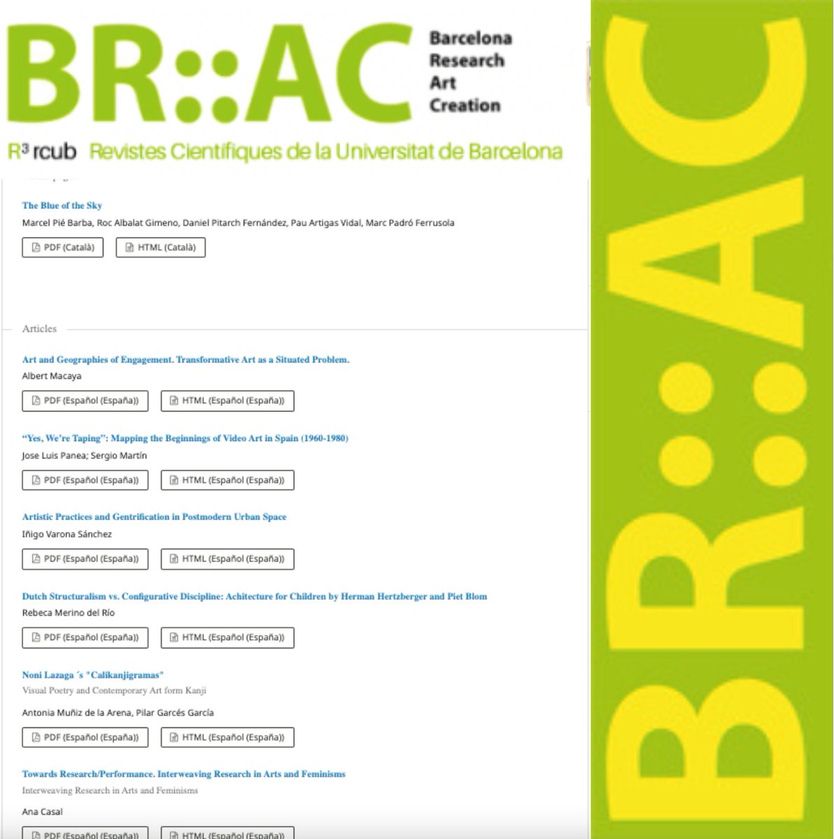 HipatiaPress's tweet image. Out now OCTOBER new issue
 
Don't miss its important contributions at #OpenAcces #OpenScience in Barcelona Research Art Creation #BRAC 

Check the full content here ⭐️//hipatiapress.com/hpjournals/index.php/brac/issue/view/560