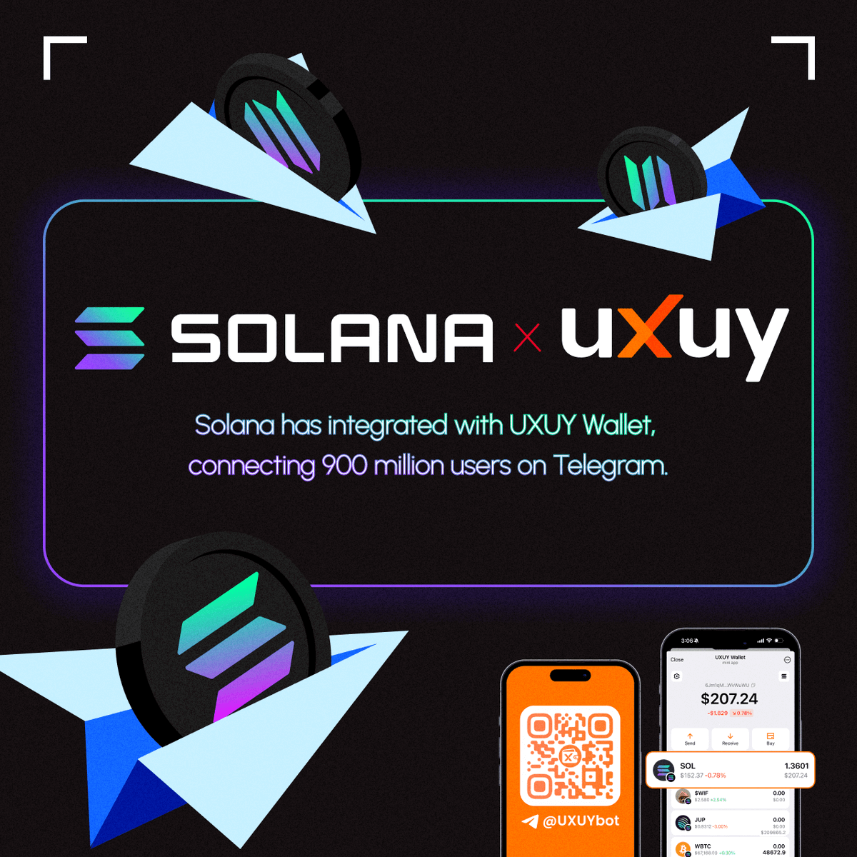 uxuycom's tweet photo. 🔥 Exciting News! UXUY Telegram Wallet now supports @solana – a huge milestone for us!

🚀 900 million users can instantly connect to the Solana ecosystem via UXUY, engage with DApps, join early Solana projects, and earn airdrops and rewards!

💪 With Solana now integrated into Telegram's social network, the ecosystem is about to get even more exciting.

👉 Give it a try: https://t.co/XsKRZPID4r