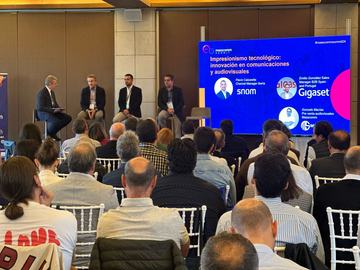 A continuación, con la moderación de <a href="/EnricCompa82378/">Enric Company Armengol</a>, debatiremos sobre “Impresionismo tecnológico: innovación en comunicaciones y audiovisuales.”
Expertos de excepción:
Flavio Calzaretta, <a href="/Snom_Spain/">Snom Spain</a>, <a href="/Emilio_Gigaset/">Emilio Gonzalez</a>, Gonzalo Macías Sáenz, <a href="/masscommInnova/">Masscomm</a> representando a Moson