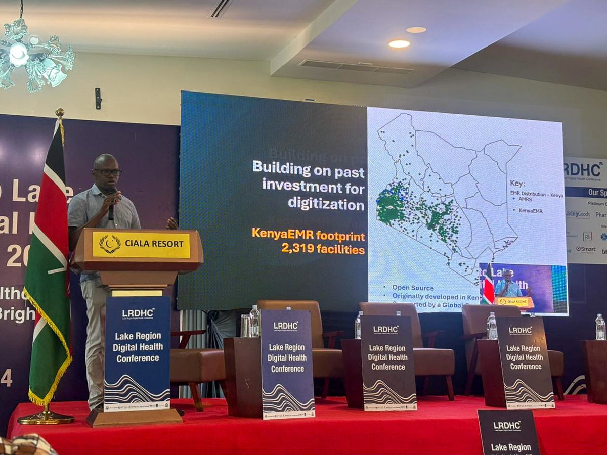 KenyaHMIS's tweet photo. Digital solutions are key accelerators for attaining Universal Health Coverage in Kenya.   

With funding and technical support from @CDCKenya, we have developed &amp; implemented solutions that support end-to-end healthcare service delivery &amp; are advancing UHC. #LRDHC2024 #KenyaEMR https://t.co/TtFk1E8iVw