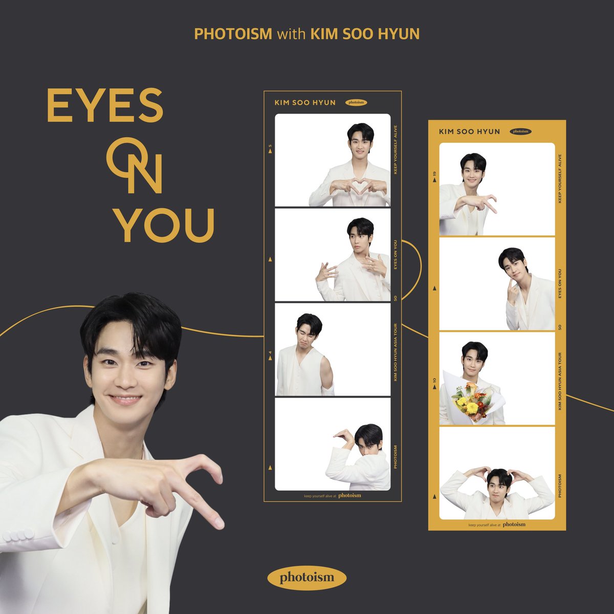 PhotoismJP's tweet photo. PHOTOISM X KIM SOO HYUN
ARTIST FRAME OPEN !

「KIM SOO HYUN」 の
アーティストフレームがオープン致します。

10月20日から11月16日まで
Photoism全店舗で撮影をお楽しみ頂けます！

* 「Gap Factory Store ユニバーサル・シティウォーク大阪店」ではアーティストフレームの撮影は行えません。

Keep yourself alive at PHOTOISM