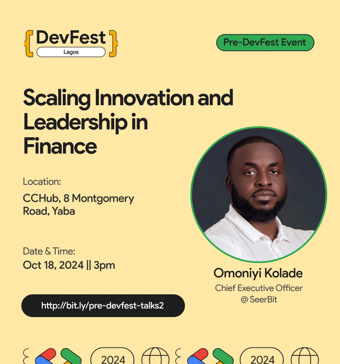 getSeerBit's tweet photo. 🚀 Our CEO will be speaking at this exclusive, invite-only event. Join us as he shares powerful insights on the future of payments and technology innovation in Africa.
💡 Stay tuned for highlights and key takeaways from the event.
#SeerBit
#DevFestLagos2024
#GDGLagos11 https://t.co/2rT8ePycXw