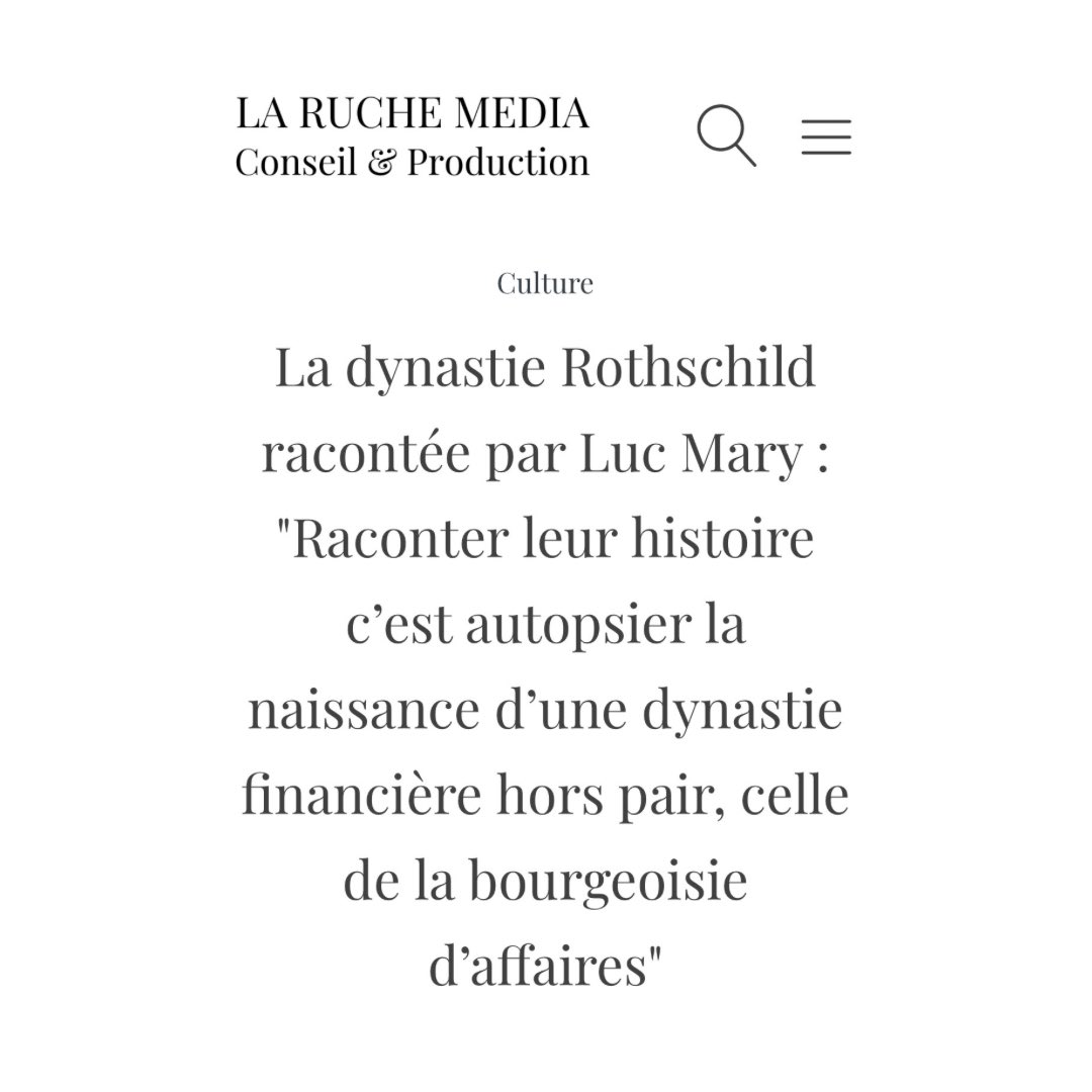 Retrouvez ma nouvelle interview avec comme invité, Luc Mary, auteur de « Rothschild, splendeur et misère d’une dynastie »

L’interview est à retrouver sur La Ruche Média ! 

laruchemedia.com/2024/10/17/la-…