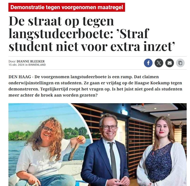 Vereniging Hogescholen (@ver_hogescholen) on Twitter photo “De 3000 euro boete hangt als een zwaard van Damocles boven studenten”. Dit zegt voorzitter VH <a href="/MauriceLimmen/">Maurice Limmen</a> in de <a href="/telegraaf/">De Telegraaf</a>, samen met Ocke Siertsema van de <a href="/studentenbond/">Landelijke Studentenvakbond</a> . #voordetoekomstvannederland #maakbezwaar #langstudeerboete Lees meer: telegraaf.nl/nieuws/9895110… “De 3000 euro boete hangt als een zwaard van Damocles boven studenten”. Dit zegt voorzitter VH <a href="/MauriceLimmen/">Maurice Limmen</a> in de <a href="/telegraaf/">De Telegraaf</a>, samen met Ocke Siertsema van de <a href="/studentenbond/">Landelijke Studentenvakbond</a> . #voordetoekomstvannederland #maakbezwaar #langstudeerboete Lees meer: telegraaf.nl/nieuws/9895110…
