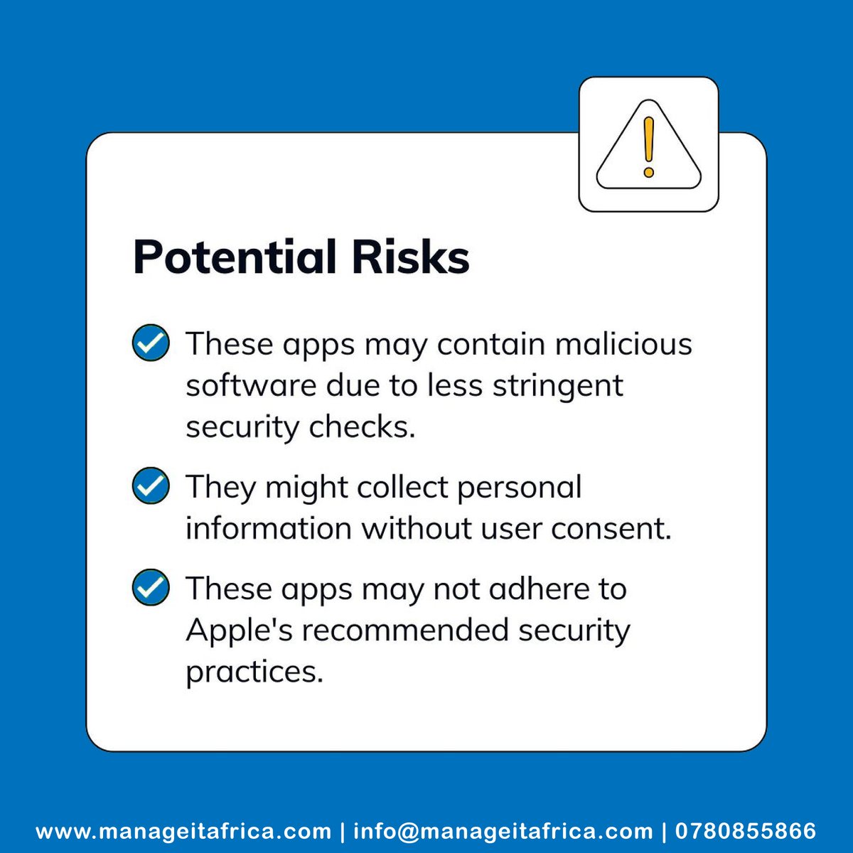 manageitafrica's tweet image. With the introduction of the EU Digital Markets Act, iOS devices can now sideload apps from third-party marketplaces.

Hexnode enhances device security by prohibiting app installations from third-party stores.

Swipe right to learn more!

#hexnode #manageit #ios #CyberSecurity
