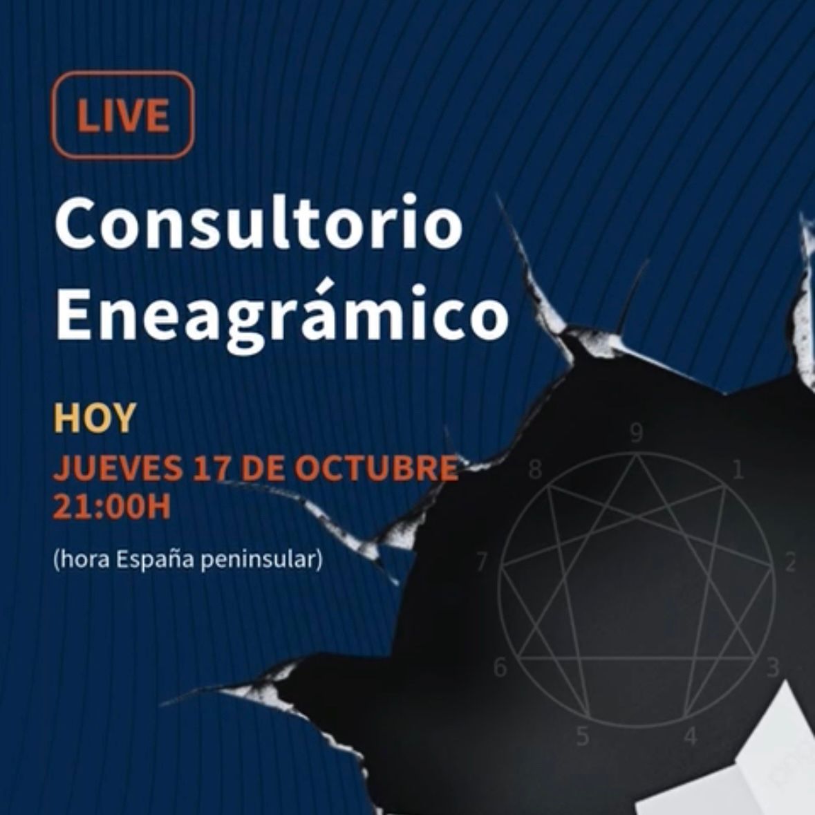 Hoy me conectaré a las 21.00h (hora España peninsular) para filosofear un rato sobre esta maravillosa herramienta de autoconocimiento.

Haremos un consultorio en vivo y en directo para responder todas vuestras preguntas.

¡Nos vemos en un rato!

#Eneagrama #Autoconocimiento