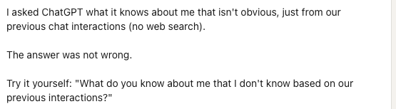 NOBODY CARES WHAT CHATGPT KNOWS ABOUT YOU #LiNKEDiN