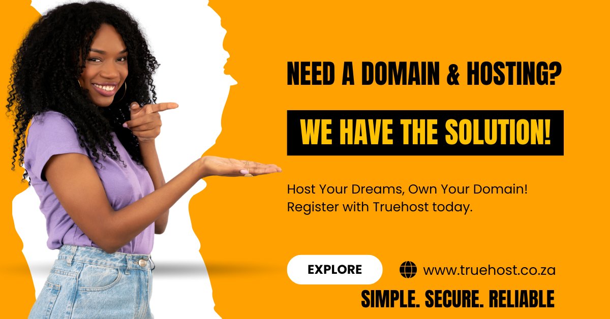 Get a domain and hosting today. Visit truehost.co.za to get started.

#SouthAfrica #African #africa #DomainNames 
ARV's, Chris Brown, Khumalo, Skeem Saam, Phori, Home Affairs, Cristiano Ronaldo, Consent, Nasty C, Tyla Satan Zimbabwe #AskAMan