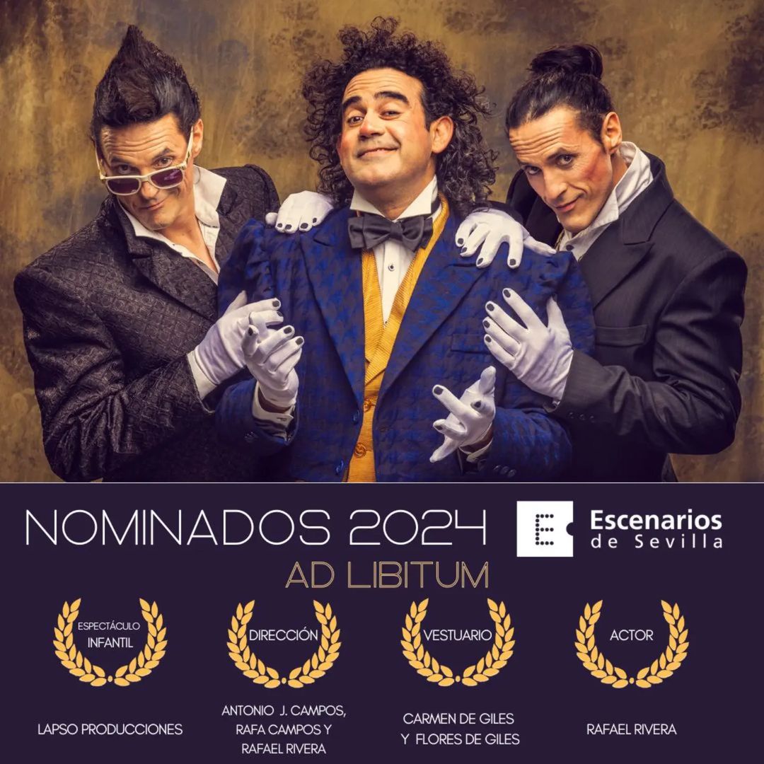 lapsoprod's tweet photo. 🌟🌟🌟🌟@escenarios_sev ha hecho pública las nominaciones de los trabajos más destacados que han pasado por las tablas de nuestra ciudad este año y ahí estamos nosotros con 4 nominaciones por nuestro espectáculo "Ad Libitum" 🌟🌟🌟🌟
#nominados #adlibitum https://t.co/gaPIXFFVL4